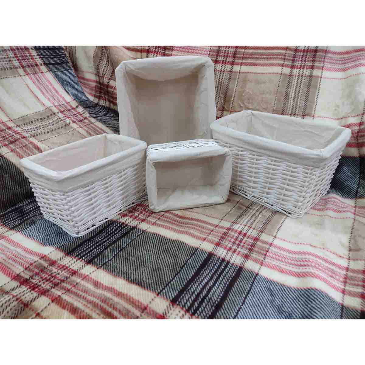 Wicker Basket White 30x20x18cm